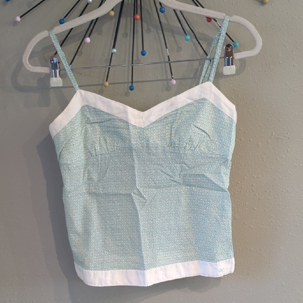 American Eagle Y2k Babydoll Tank Top Ditsy Cotton Forest Fairy Cottage Vtg